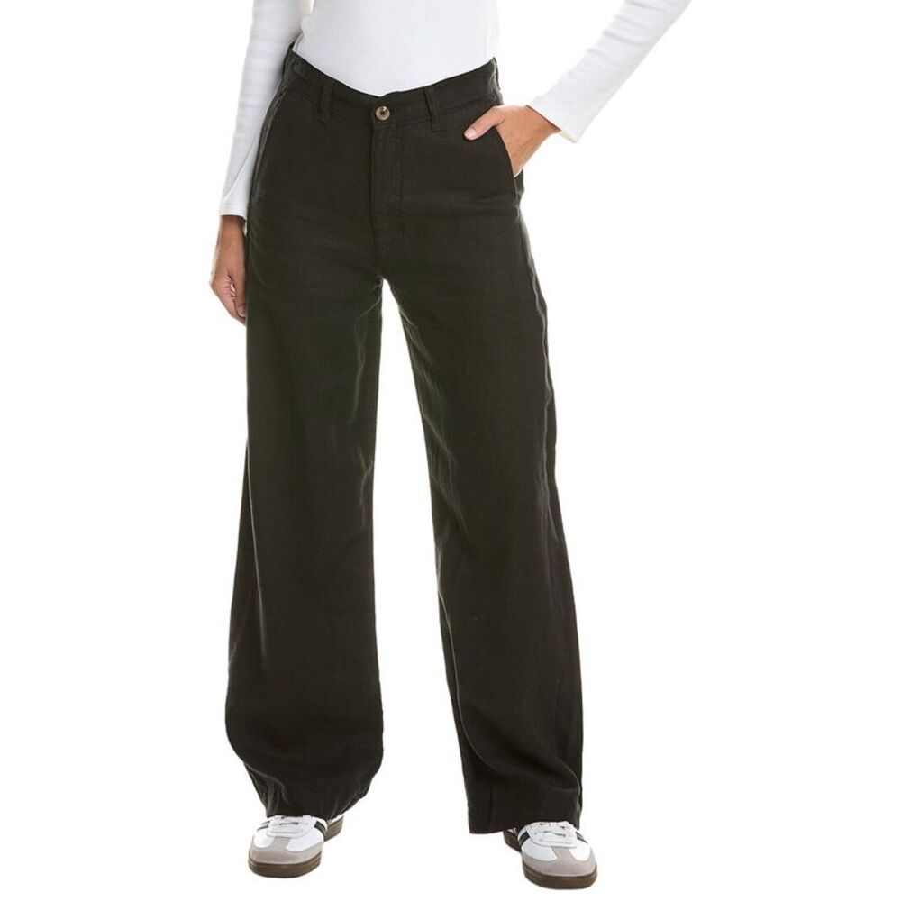Dl1961 Womens Taylor Black Linen Relaxed Barrel Jean, Black